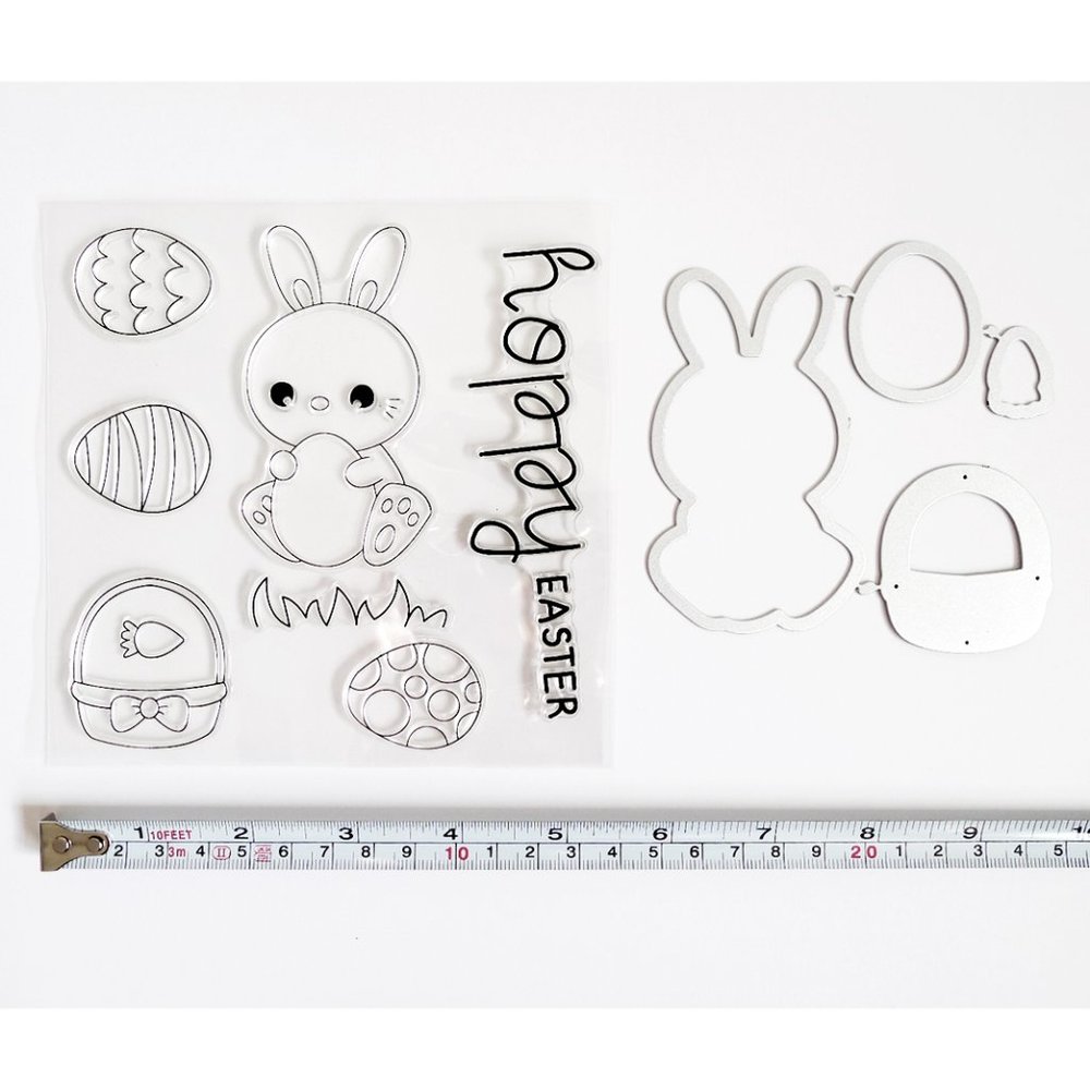 Hoppy Easter Rabbit Eggs Basket Clear Stamps + Dies Set
